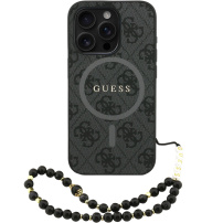 Guess 4G Colored Ring Strap kryt s pútkom a MagSafe pre iPhone 15 Pro - šedý