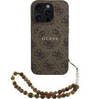 Guess 4G Colored Ring Strap kryt s pútkom a MagSafe pre iPhone 15 Pro - hnedý