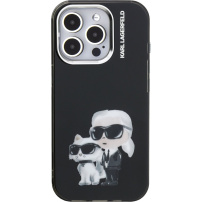Karl Lagerfeld IML Aquarelle Karl and Choupette kryt pre iPhone 15 Pro Max - čierny