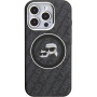 Karl Lagerfeld IML K&CH Heads Repeated Logo trblietavý kryt s MagSafe pre iPhone 15 Pro Max - čierny
