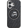 Karl Lagerfeld IML K&CH Heads Repeated Logo trblietavý kryt s MagSafe pre iPhone 16 - čierny