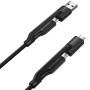 Nomad Kevlar 2v1 opletený nabíjací kábel - USB-C / USB-A na USB-C / micro USB - 30 cm - čierny