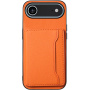 Kožený kryt s vreckom na karty pre iPhone Air - oranžový