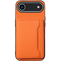 Kožený kryt s vreckom na karty pre iPhone Air - oranžový