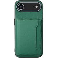Kožený kryt s vreckom na karty pre iPhone Air - tmavozelený