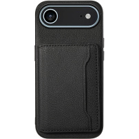 Kožený kryt s vreckom na karty pre iPhone Air - čierny