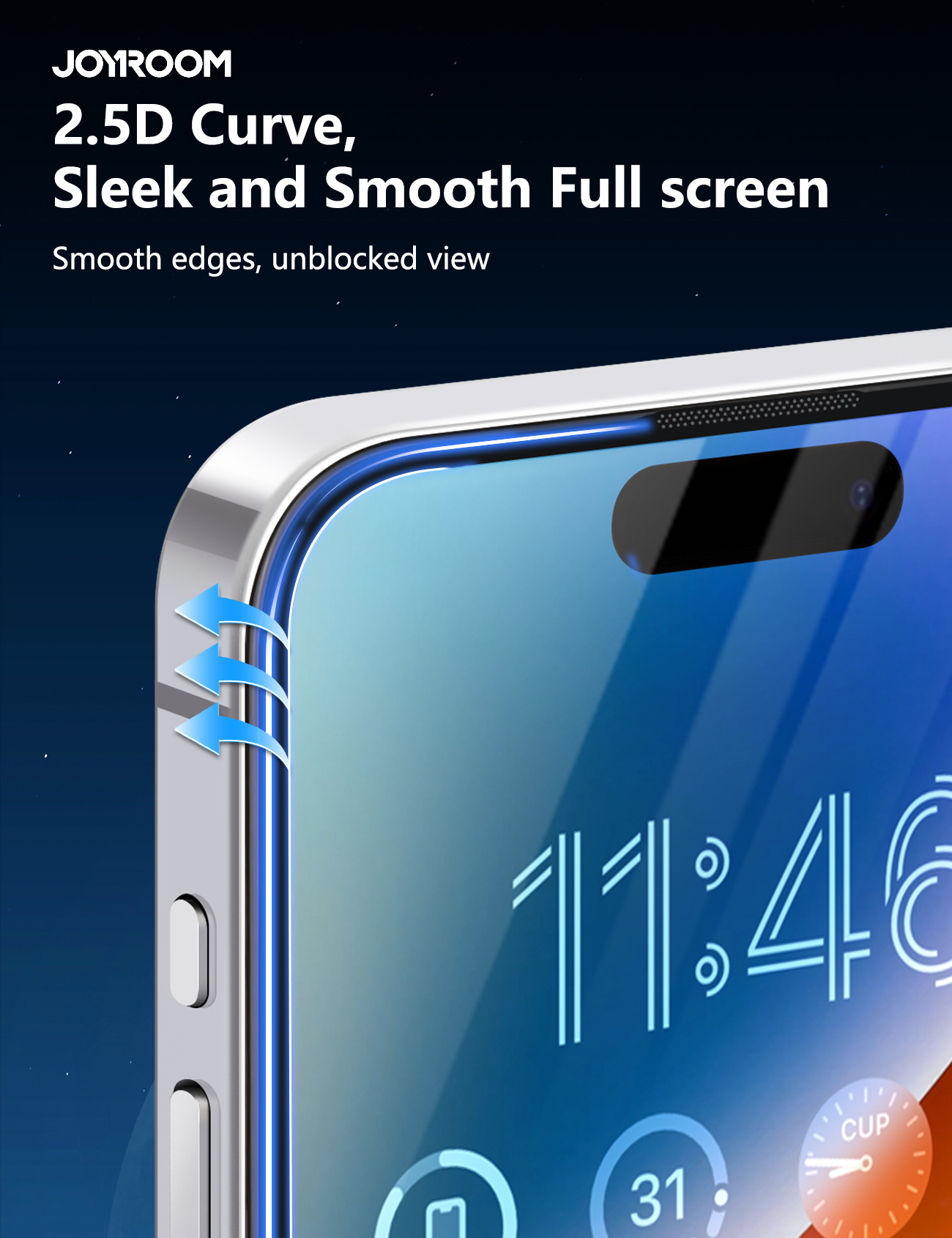 JOYROOM tvrdené 2.5D Anti-Spy sklo s čiernym rámčekom pre iPhone 17 Pro