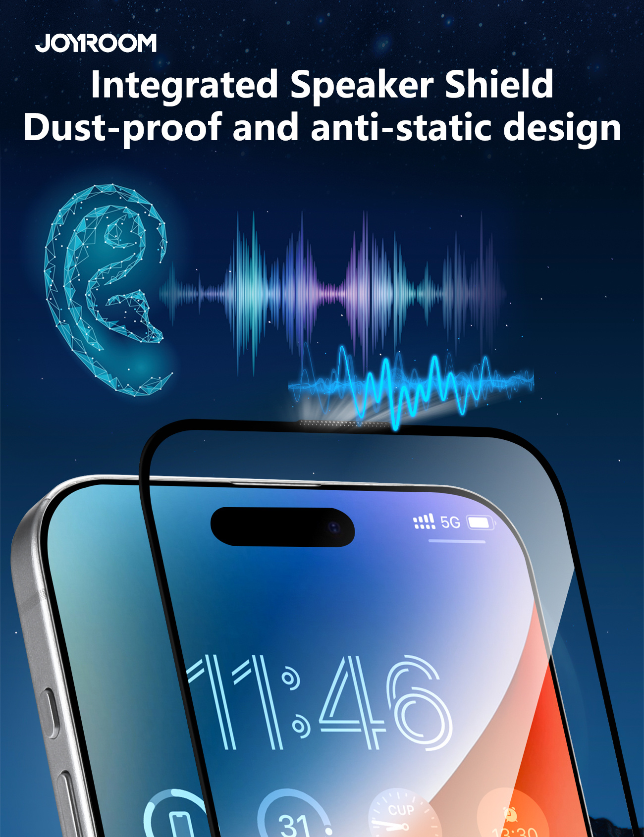 JOYROOM tvrdené 2.5D Anti-Spy sklo s čiernym rámčekom pre iPhone 17