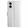 Flipové puzdro z PU kože pre iPhone 17 - strieborné
