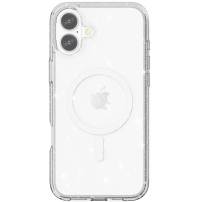Transparentný kryt s trblietkami a MagSafe pre iPhone 17 - strieborný