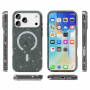 Transparentný kryt s trblietkami a MagSafe pre iPhone 17 Pro - sivý