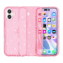 Transparentný kryt s trblietkami pre iPhone 17 - ružový