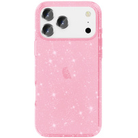 Transparentný kryt s trblietkami pre iPhone 17 Pro - ružový