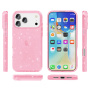 Transparentný kryt s trblietkami pre iPhone 17 Pro - ružový