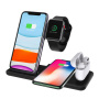 Q20 4v1 skladací bezdrôtový stojan pre iPhone / Apple Watch / AirPods s Lightning konektorom - 15W - čierny