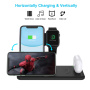 Q20 4v1 skladací bezdrôtový stojan pre iPhone / Apple Watch / AirPods s Lightning konektorom - 15W - čierny