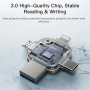 Yesido FL15 4v1 flash disk s konektormi USB-C / Lightning / USB-A / micro USB - 256GB - stříbrný
