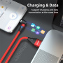 ENKAY 3v1 nabíjací a dátový kábel s vymeniteľnými magnetickými konektormi - USB-A na USB-C / Lightning / micro USB - 1 m - červený
