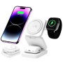 A390 3v1 skladací magnetický bezdrôtový stojan pre iPhone / Apple Watch / AirPods - 15W - biely
