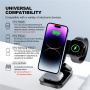 A390 3v1 skladací magnetický bezdrôtový stojan pre iPhone / Apple Watch / AirPods - 15W - biely
