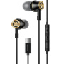 USAMS US-SJ482 slúchadlá s konektorom USB-C - čierno-zlatá