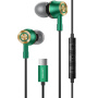 USAMS US-SJ482 slúchadlá s konektorom USB-C - čiernozelená