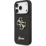 Guess Fixed Glitter 4G Metal Logo trblietavý kryt pre iPhone 17 Pro - čierny