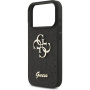 Guess Fixed Glitter 4G Metal Logo trblietavý kryt pre iPhone 17 Pro - čierny