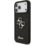 Guess Fixed Glitter 4G Metal Logo trblietavý kryt pre iPhone 17 Pro Max - čierny