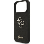 Guess Fixed Glitter 4G Metal Logo trblietavý kryt pre iPhone 17 Pro Max - čierny