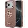 Guess Fixed Glitter 4G Metal Logo trblietavý kryt pre iPhone 17 Pro - ružový