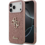 Guess Fixed Glitter 4G Metal Logo trblietavý kryt pre iPhone 17 Pro Max - ružový