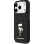 Karl Lagerfeld Metal Ikonik silikónový kryt pre iPhone 17 Pro – čierny