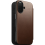 Nomad Modern Leather Folio flipové puzdro s MagSafe pre iPhone 17 - hnedé