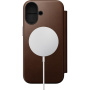 Nomad Modern Leather Folio flipové puzdro s MagSafe pre iPhone 17 - hnedé