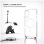 FIXED MagPure Neck transparentný kryt so šnúrkou a MagSafe pre iPhone 17 - ružový