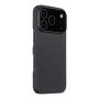 Tactical Aramid kryt so vzorom karbónových vlákien a MagSafe pre iPhone 17 Pro - tmavosivý