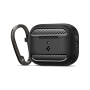 Spigen Rugged Armor odolný obal s karabínou pre AirPods Pro 3 - čierny