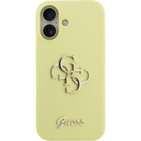 Guess 4G Metal Logo silikónový kryt pre iPhone 17 - neónovo žltý