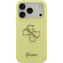 Guess 4G Metal Logo silikónový kryt pre iPhone 17 Pro - neónovo žltý