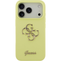 Guess 4G Metal Logo silikónový kryt pre iPhone 17 Pro - neónovo žltý