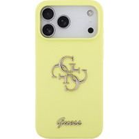 Guess 4G Metal Logo silikónový kryt pre iPhone 17 Pro Max - neónovo žltý