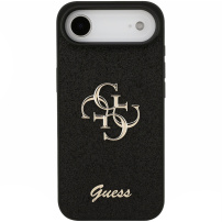 Guess Fixed Glitter 4G Metal Logo trblietavý kryt pre iPhone Air - čierny