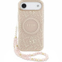Guess IML Flowers Allover Strap kryt s pútkom a MagSafe pre iPhone Air - ružový