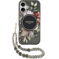 Guess IML Flowers Strap kryt s pútkom a MagSafe pre iPhone 17 - šedý