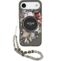 Guess IML Flowers Strap kryt s pútkom a MagSafe pre iPhone Air - šedý