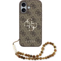 Guess 4G Metal Logo Strap kryt s pútkom pre iPhone 17 - hnedý