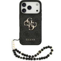Guess 4G Metal Logo Strap kryt s pútkom pre iPhone 17 Pro - šedý