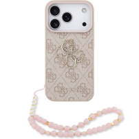 Guess 4G Metal Logo Strap kryt s pútkom pre iPhone 17 Pro - ružový