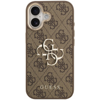 Guess 4G Metal Logo Gold Frame kryt pre iPhone 17 – hnedý